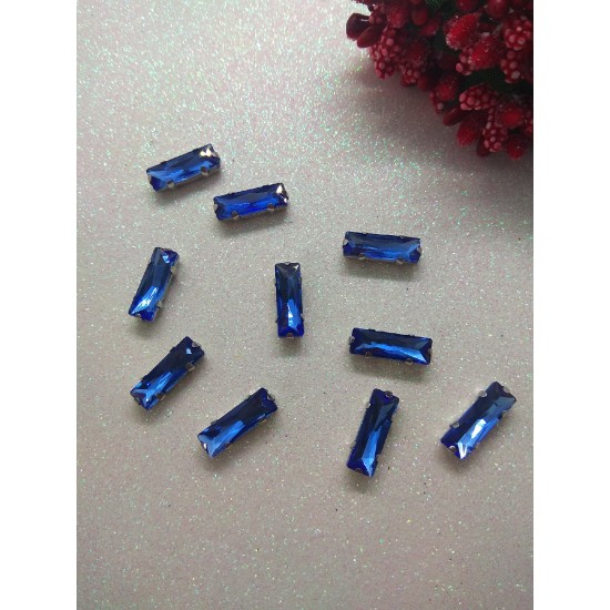 Стразы в цапах "Палочки" цв. синий, цена за 1 шт